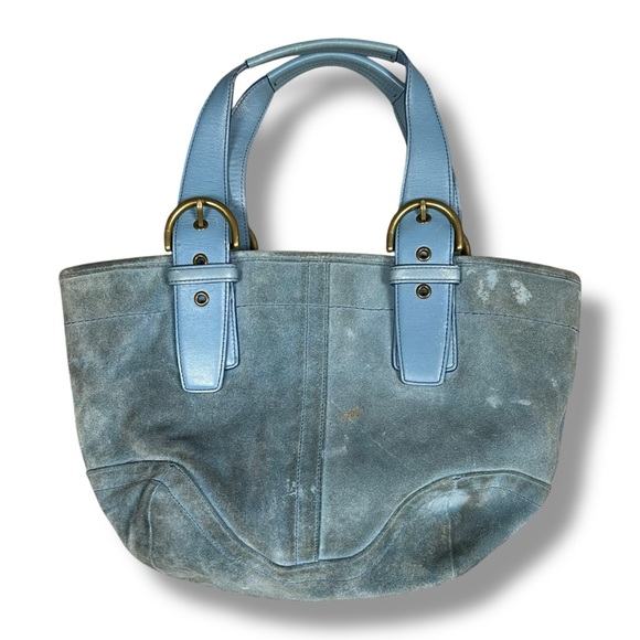 Vtg Y2K Light Blue Suede Leather Coach Purse Shoulder Bag Hobo K3S-9522 - Picture 3 of 6